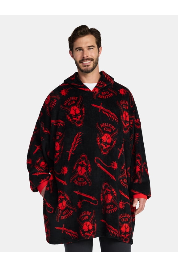 Netflix Stranger Things Men's and Big Men's Oversized Graphic Hooded Sweatshirt, One Size Fits Most