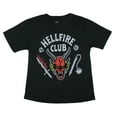 thumbnail image 1 of Stranger Things Men's Hellfire Club Red Devil Logo Adult Short Sleeve Crewneck T-Shirt, 1 of 5