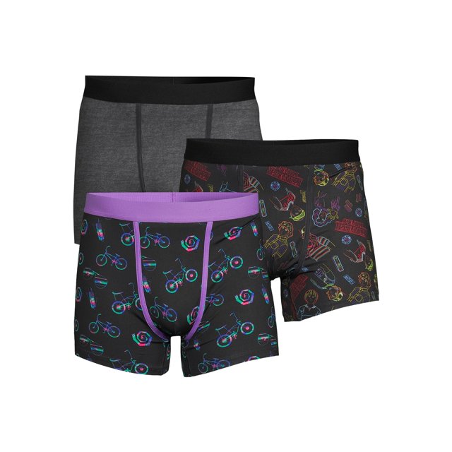 Stranger Things Men's Neon Hellfire Combo Graphic Boxer Briefs, 3Pack