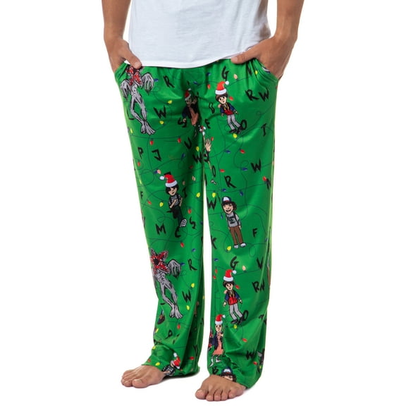 Stranger Things Men's Sketch Characters And Light Strings Adult Lounge Pajama Pants