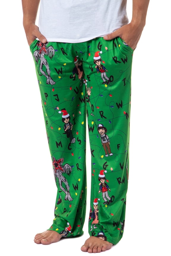 Stranger Things Men's Sketch Characters And Light Strings Adult Lounge Pajama Pants
