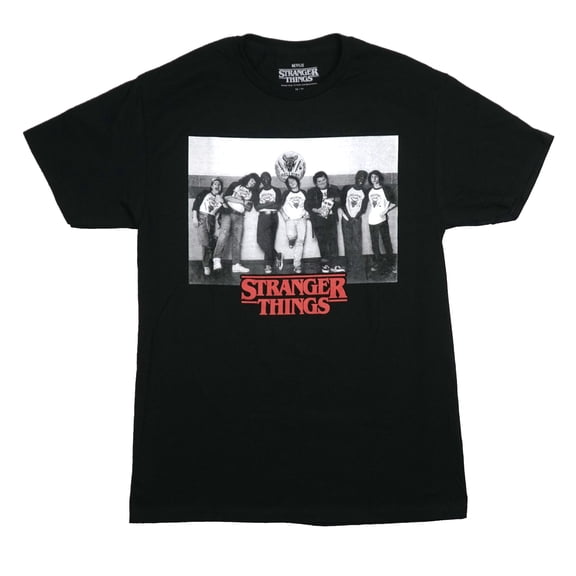 Stranger Things Mens T-Shirt - Hellfire Club B & W Photo Name Back (Small)