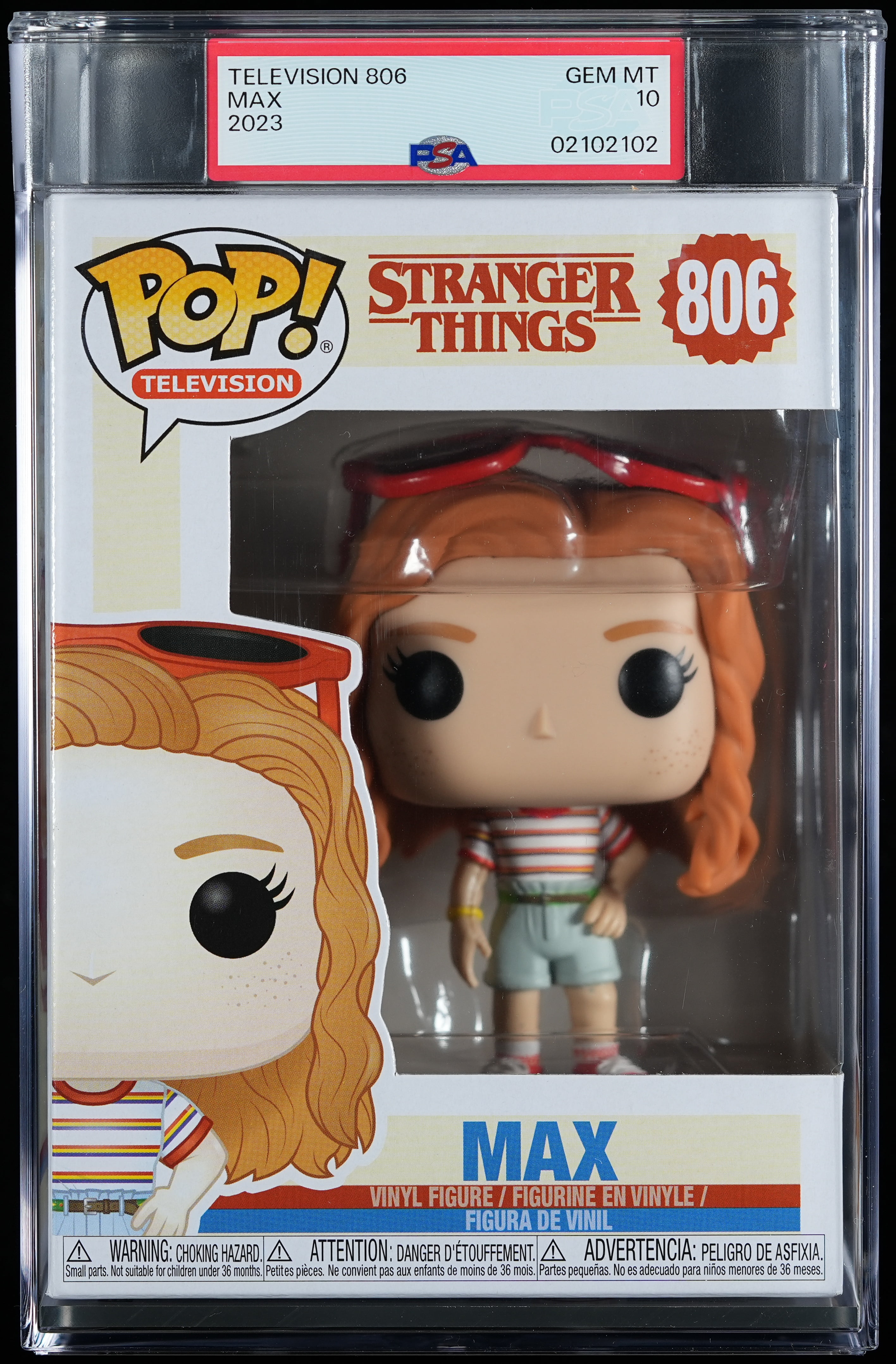 Stranger Things, PSA Graded 10 GEM MINT, Max Collectible Vinyl Figure #806, Fully Encapsulated Bundle with Compatible Funko Pop! PSA Hard Protector Case