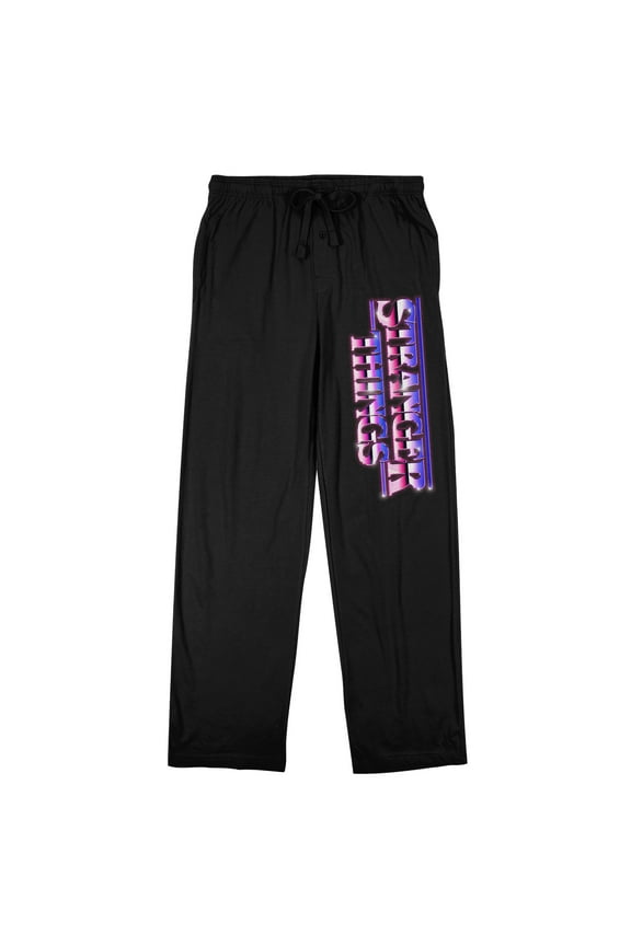 Stranger Things Red, White, Blue Logo Men's Black Sleep Pajama Pants-Medium
