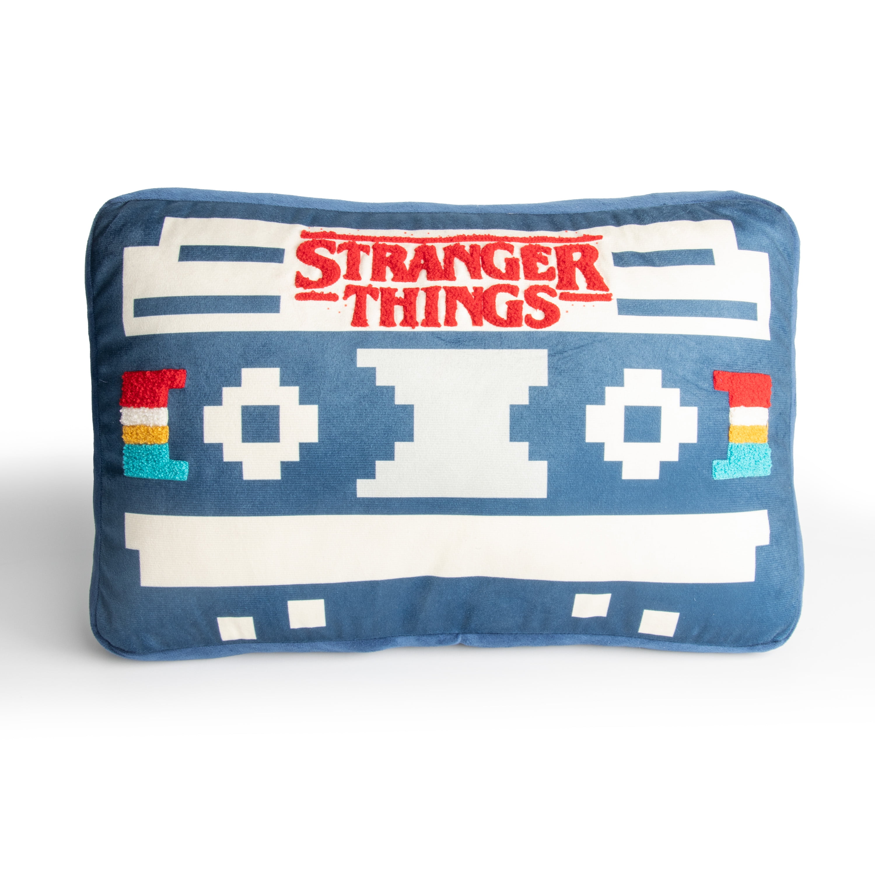 Stranger Things Retro Cassette Tape Decorative Pillow, Polyester Velboa, Navy, Netflix
