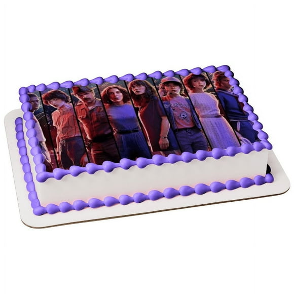 Stranger Things Season 3 Lucas Mike Hopper Eleven Joyce Dustin Nancy and Billy Edible Cake Topper Image ABPID56348