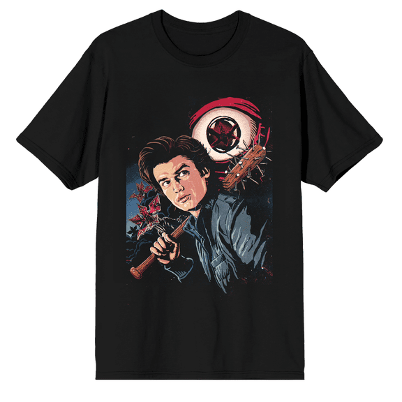 Stranger Things Steve Harrington In Charge Adult Black Crew Neck Short Sleeve T-shirt-XL