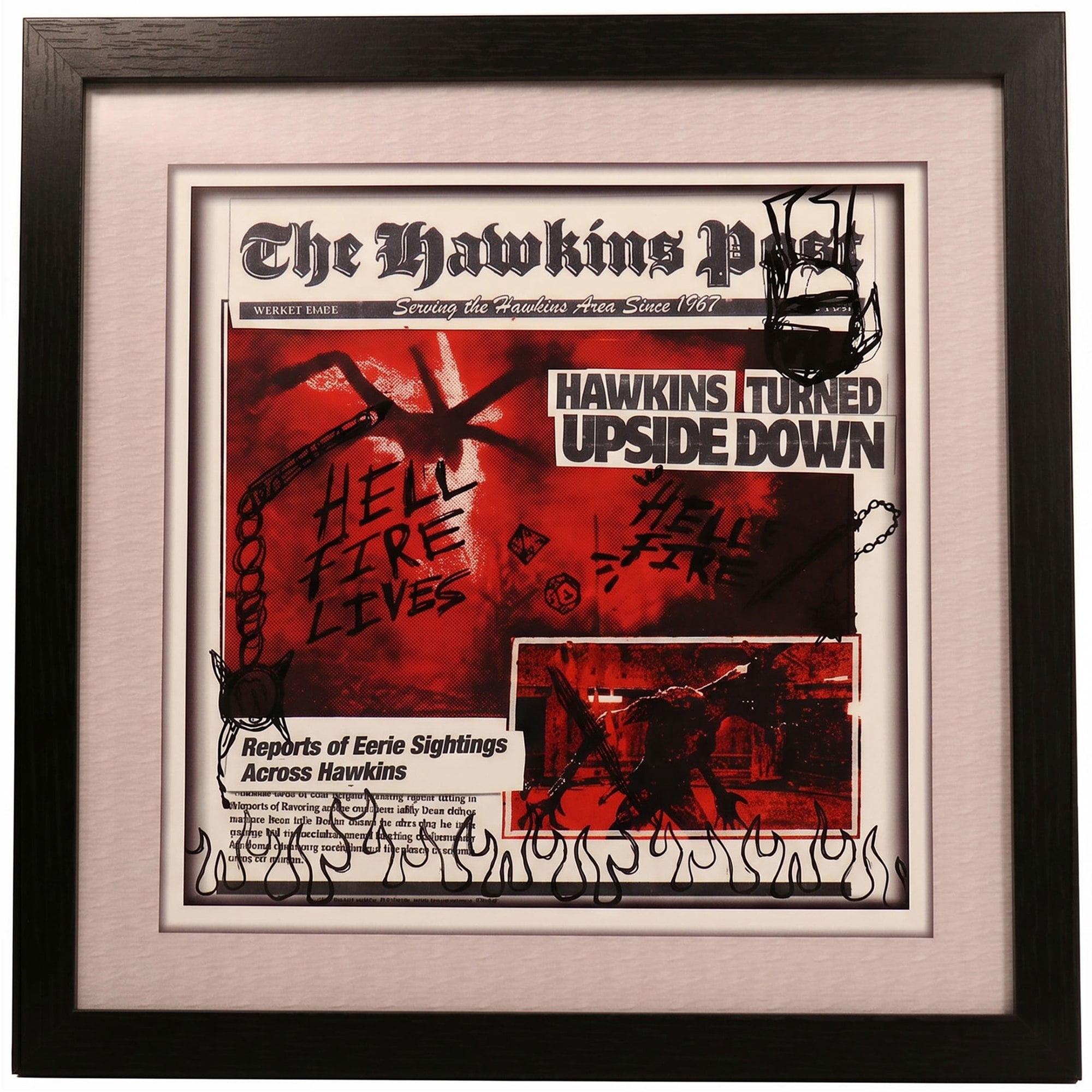 Pyramid America: Stranger Things: The Hawkins Post - 12x12 Faux Matted Framed Print - Plexi, Series Artwork, Licensed Netflix Wall Decor, Collectible