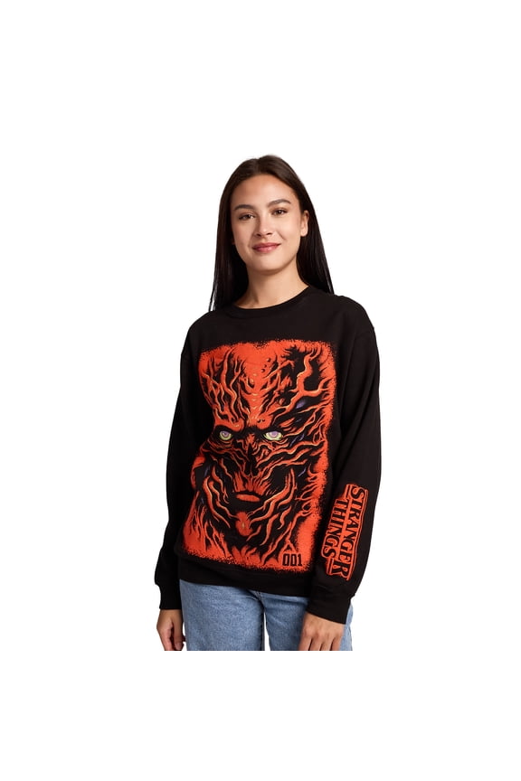 Stranger Things Vecna Puff Print on Men's Black Sweatshirt -Xl