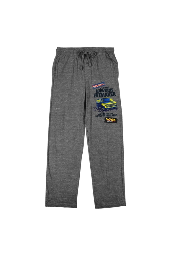 Stranger Things WSQK Hawkins Hitmaker Men's Heather Gray Sleep Pajama Pants-Medium