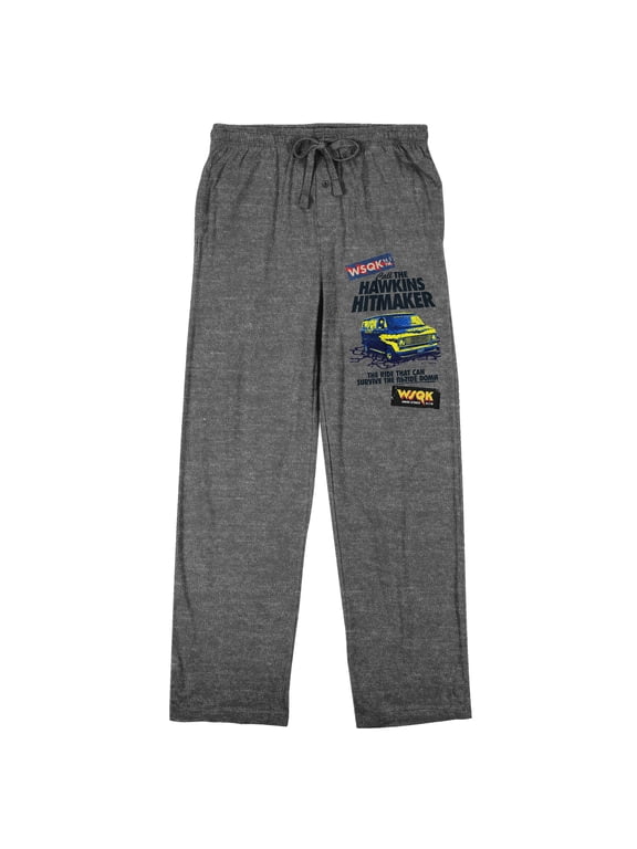 Stranger Things WSQK Hawkins Hitmaker Men's Heather Gray Sleep Pajama Pants-XS