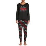 Stranger Things Women's and Women's Plus Long Sleeve Top and Sleep Pants Pajama Set, 2-Piece