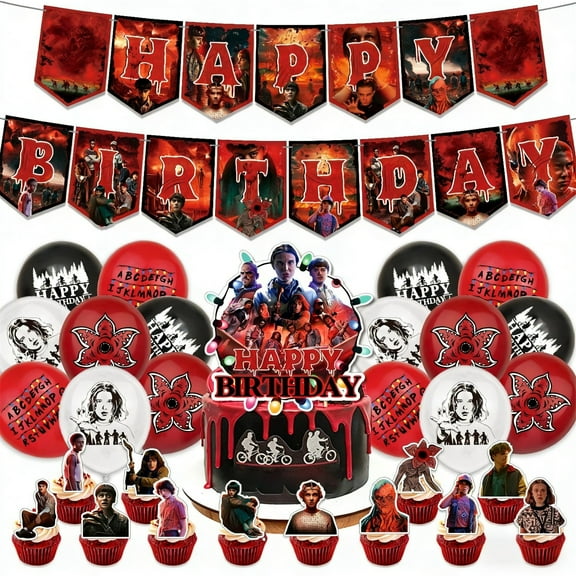 Strangers-S Things Birthday Decorations,Happy Birthday Banner,Party Decorations for Birthday-Parties,Classroom Decor,Fan Meeting