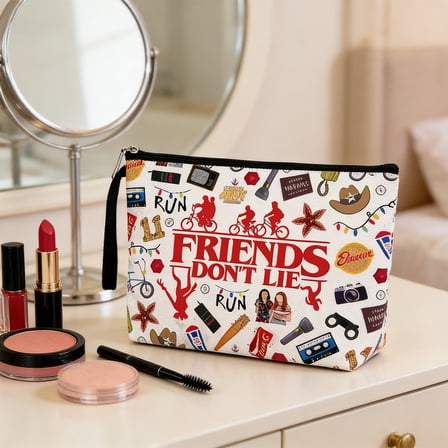 Strangers-S Things Friendship Makeup Bag,Inspirational Quote Cosmetic Pouch,Cool Thing Merch Gifts,Travel Toiletry Organizer Christmas Birthday Graduation Pencil Case