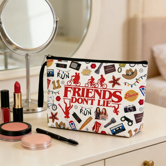 Strangers-S Things Friendship Makeup Bag,Inspirational Quote Cosmetic Pouch,Cool Thing Merch Gifts,Travel Toiletry Organizer Christmas Birthday Graduation Pencil Case