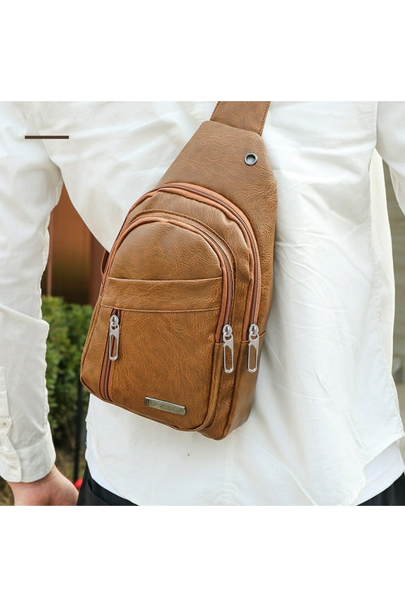 Strap Backpack with USB & Headphone Hole, Nylon, 11.81x6.69x1.96in, Waterproof, Multi-Pocket, for Travel Outdoor