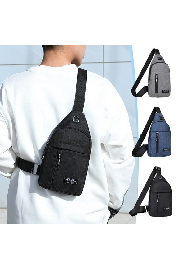 Strap Bag Crossbody Backpack – Hiking Sling Pack | Multipurpose Oxford Cloth Chest Bag, Adjustable Strap, Headphone Hole, Lightweight | 11.8 x 6.69 x 2.17 in