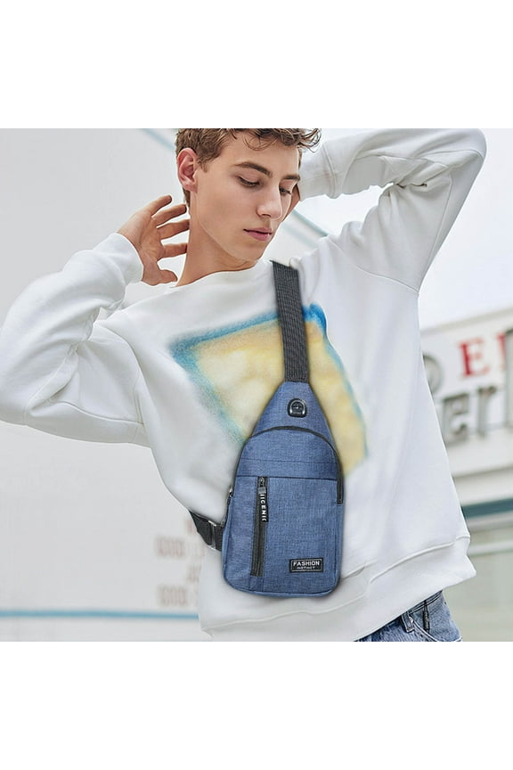 Strap Bag Crossbody Backpack | Multipurpose Sling Chest Pack | Oxford Cloth, Lightweight, Adjustable Strap, Headphone Hole, Durable Daypack for Travel Hiking Outdoor | Black