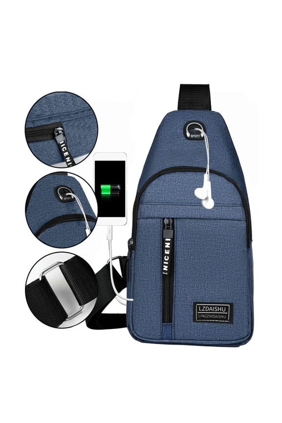 Strap Bag Crossbody Backpack With USB Hole With Headphone Hole Strap Backpack Hiking Backpack Multipurpose Crossbody Chest Bag