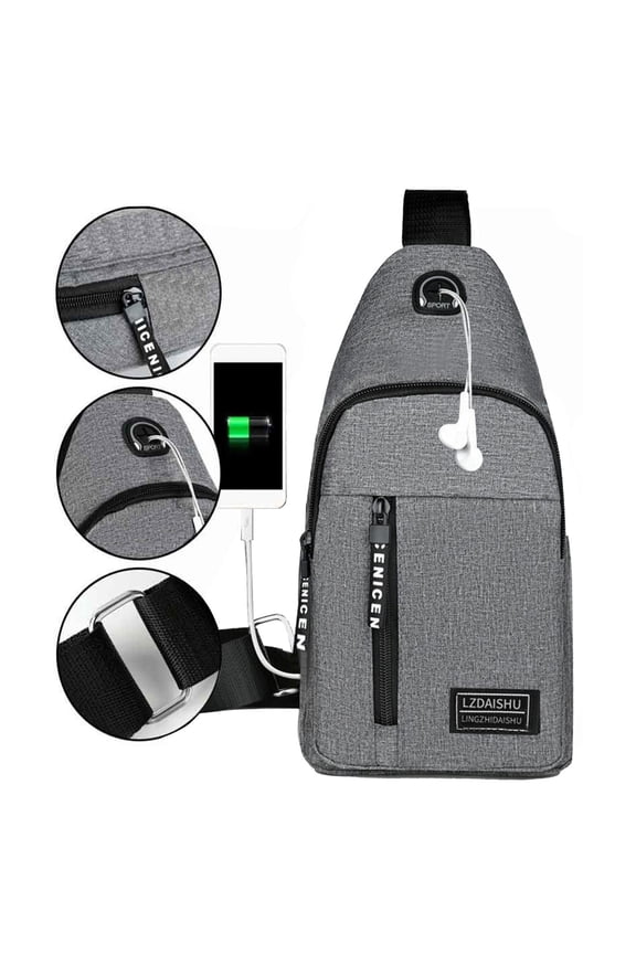 Strap Bag Crossbody Backpack With USB Hole With Headphone Hole Strap Backpack Hiking Backpack Multipurpose Crossbody Chest Bag