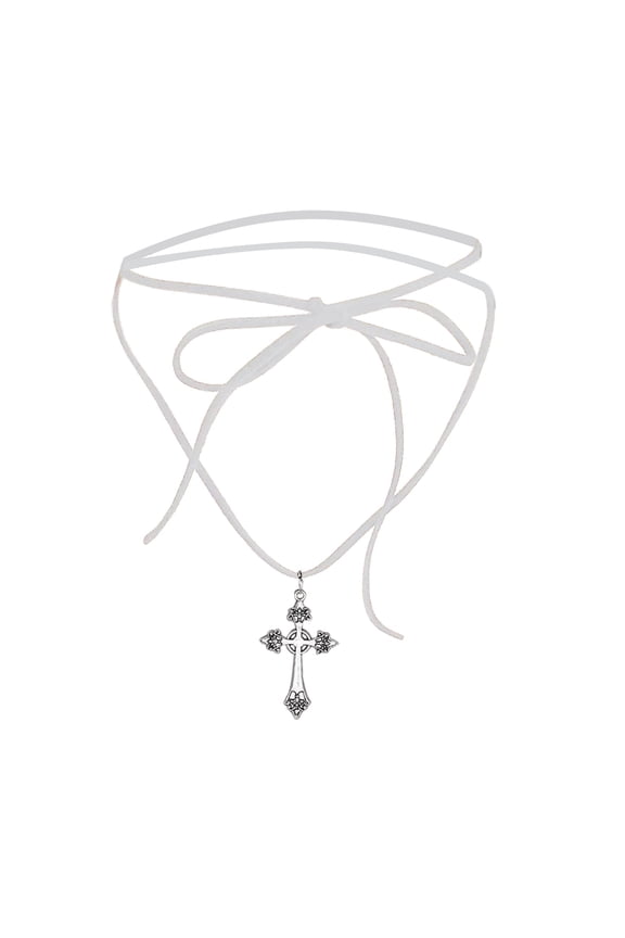 Strap Choker Tie Necklace Pendant Choker Alloy Cloth Accessories Religious Jewelry for Adults