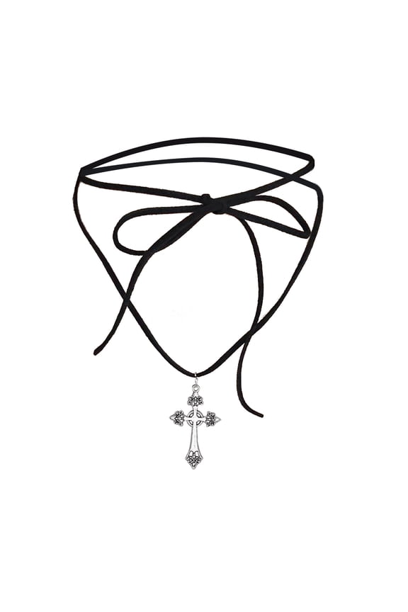 Strap Choker Tie Necklace Pendant Choker Alloy Cloth Accessories Religious Jewelry for Adults