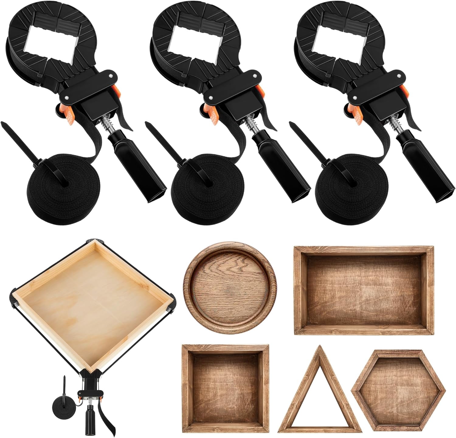 Strap Clamp for Woodworking Quick Release Band Belt Adjustable Picture Frame Clamp Tool 3 pack
