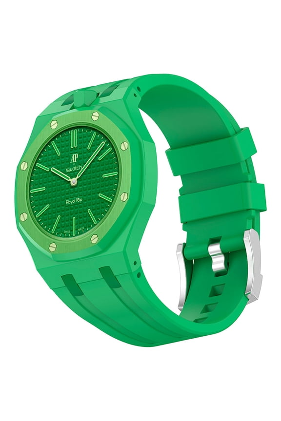 Strap For Swatch x AP Royal POP Silicone Watch Case, Changer To Wristwatch Green