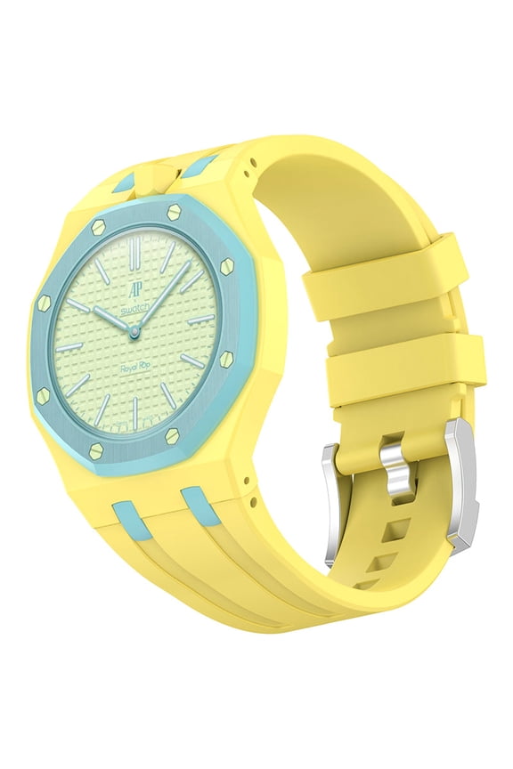 Strap For Swatch x AP Royal POP Silicone Watch Case, Changer To Wristwatch Yellow