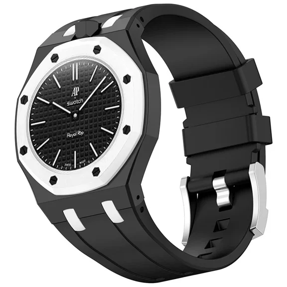 Strap For Swatch x AP Royal POP Silicone Watch Case, Changer To Wristwatch Black
