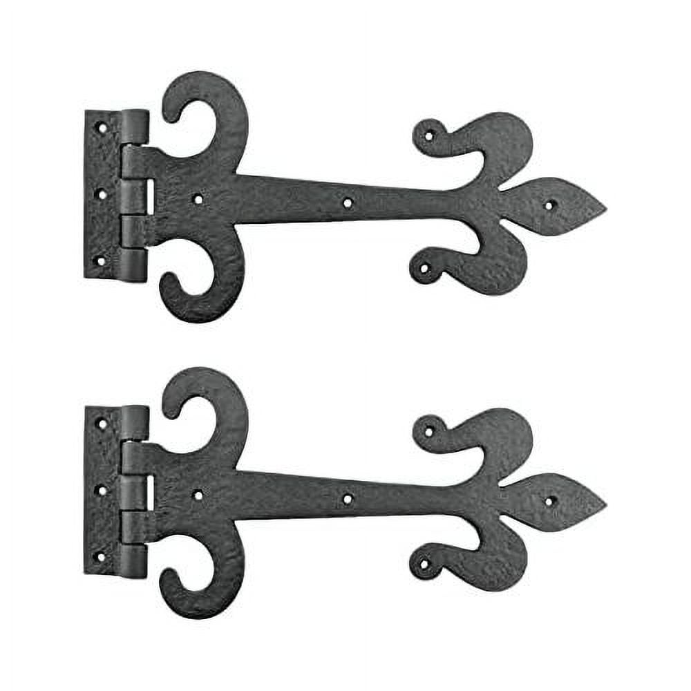 Strap Hinge 12 In. Black Wrought Iron Fleur De Lis Flush Mount Heavy ...