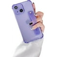 thumbnail image 1 of Strap Holder Case for 5.4" iPhone 13 Mini with Kickstand, Clear Soft TPU Protective Shockproof Bumper Rugged Cover, Adjustable Finger Grip Loop for iPhone 13 Mini 5.4 Inch, Lavender Purple, 1 of 16