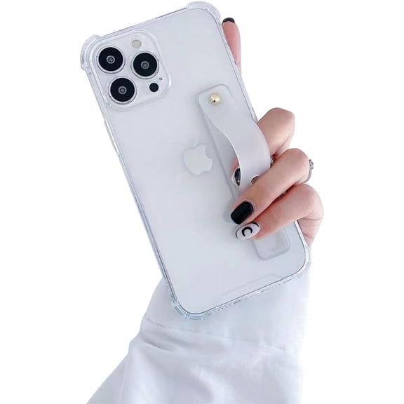 Strap Holder Case for 5.8" iPhone 11 Pro with Kickstand, Clear Soft TPU Protective Shockproof Bumper Rugged Cover, Adjustable Finger Grip Loop for iPhone 11 Pro 5.8 Inch, Crystal Clear