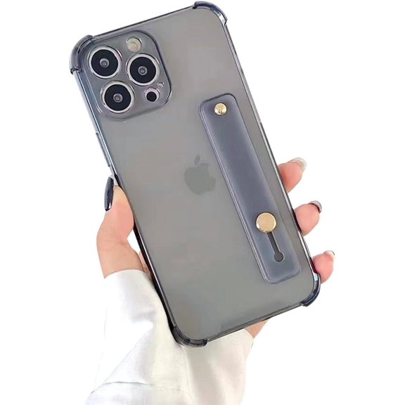 Strap Holder Case for 5.8" iPhone 11 Pro with Kickstand, Clear Soft TPU Protective Shockproof Bumper Rugged Cover, Adjustable Finger Grip Loop for iPhone 11 Pro 5.8 Inch, Black