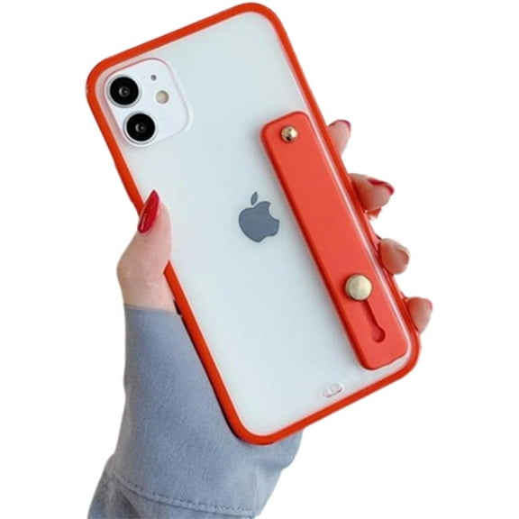 Strap Holder Case for 6.1" iPhone 13 PRO with Kickstand, Clear Soft TPU Protective Shockproof Bumper Rugged Cover, Adjustable Finger Grip Loop for iPhone 13 Pro 6.1 Inch, Chalk Pink