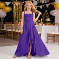 thumbnail image 1 of Strap Junior Bridesmaid Dresses Silk Satin Flower Girl Dress for Girls Special Occasions, Wedding Guest Dress(Purple,9-10 Years), 1 of 4