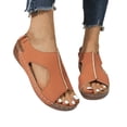 thumbnail image 1 of Strap Sandals for Women, Plus Size Women's Hook & Loop Sandals - Platform Beach Wedges With Breathable Cut-Out Design & Non-Slip Stitched Seams, Wide Width Orthopedic Summer Shoes, Light Brown 8, 1 of 7