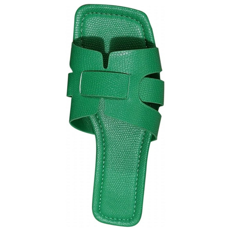 Strap Tie Slippers for Women Crocodile Embossed Flat Sandals Cross Strappy Open Toe Summer Trendy Slide Sandals 104 Green 8 Walmart