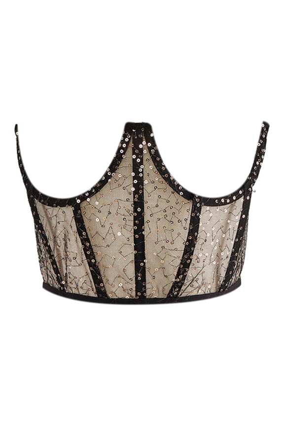 Strap To Work Outside A Small Vest Bead Waist Girdle Chest Girdle Fishbone Slim Waist Cover,Color:Black