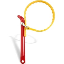 Strap Wrench Handle 8 Inches, Steel Handle Adjustable Strap Wrench for Replacing Water Filter, PVC Pipe Joints, Oil Filter, Swimming Pool Connection (Red Handle, Yellow Strap)