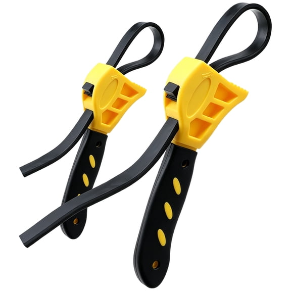 Strap Wrench Set, 2 Pcs Rubber Oil Filter Wrenches, Max Diameter 4in & 6in, Adjustable Tool for PVC Joints, Shower Heads, Faucets, Jar Opener, Pipe Wrench for Mechanics, Plumbers