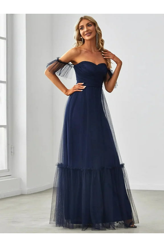 Strapless A line Ruffles Sleeves Dresses - Rosa Apparel