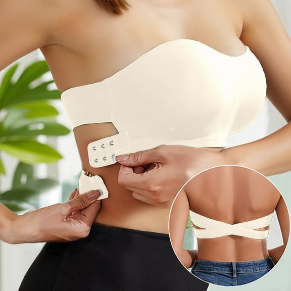 Strapless Back Side Closure Bra For Women Comfortable Seamless Wireless Everyday Wear Light Support T Shirt Bra For Casual Home Use