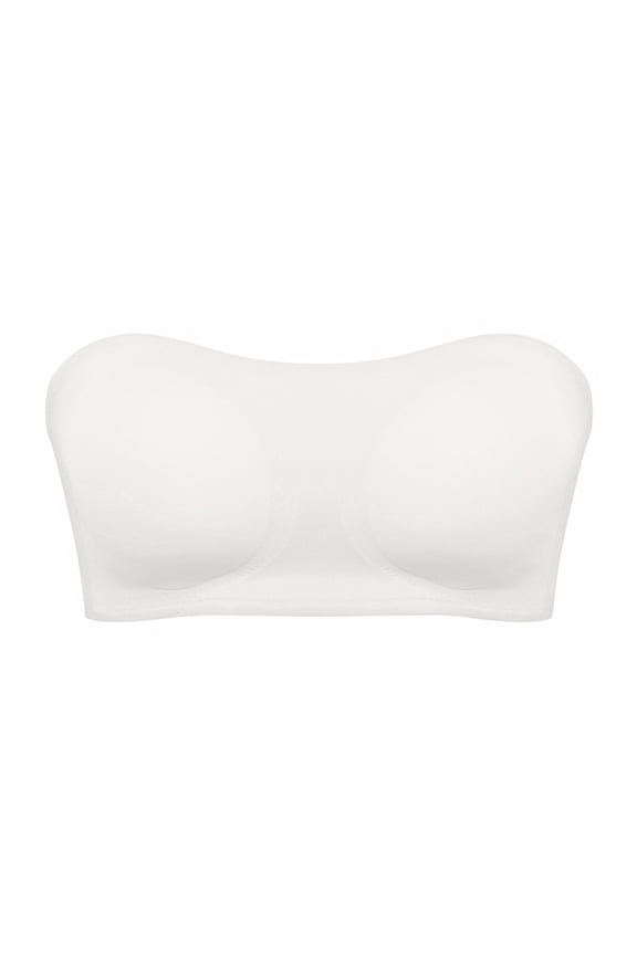 Strapless Backless Bra, Convertible Cross Back with Adhesive Wings & Removable Pads, Seamless for Wedding, Party Dresses & Tops White 42