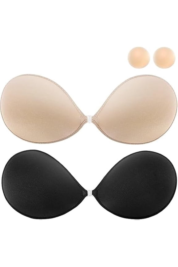 Strapless Backless Sticky Push Up Bra - Invisible Adhesive Bra for Women with Nipple Covers 2025