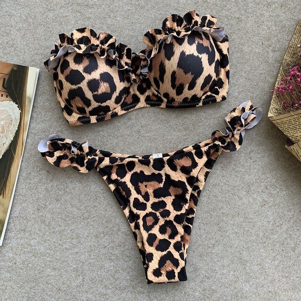 Strapless Bikini Set 2023 Women Swimsuit Two Pieces Sexy Leopard