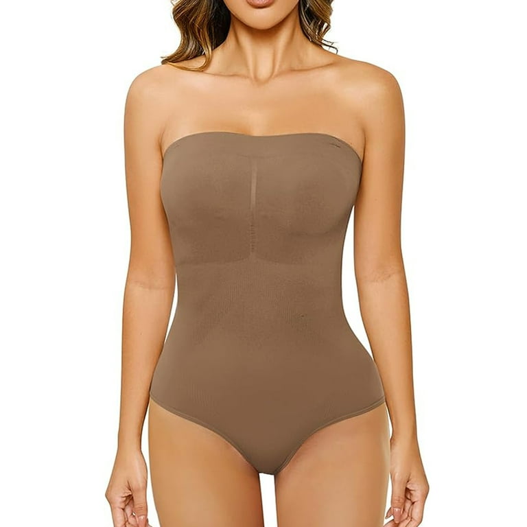 Women String Thong Seamless Bodysuit Shaper Ribbed One Piece Thong Body  Shaper Women Removable Straps Tummy Control Shapewear