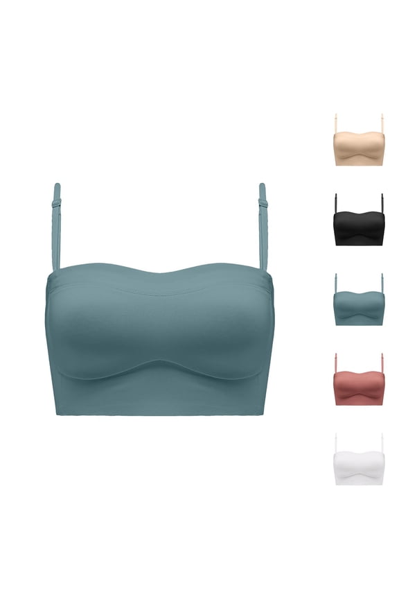 Strapless Bra Low Back Wire Backless Bra Convertible Spaghetti Strap Seamless Sleeping Bralette for Women