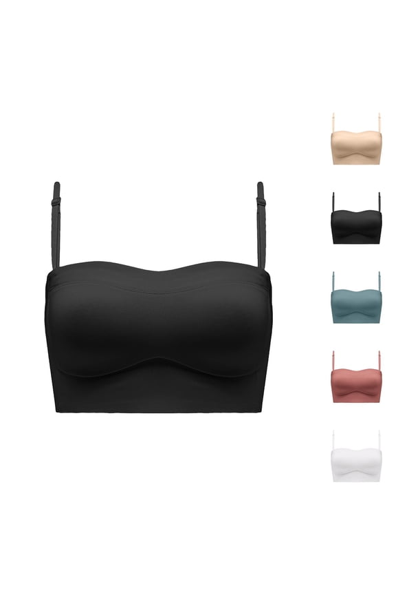 Strapless Bra Low Back Wire Backless Bra Convertible Spaghetti Strap Seamless Sleeping Bralette for Women