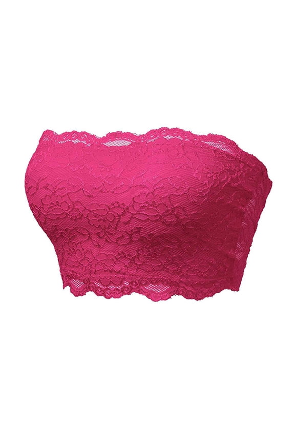Strapless Bra for Women Anti-slip Everyday Bra Womens Bandeau Bra Compression Bandeau Bra Bra Without Straps Tube Tops with Built in Bra No Underwire Bra Pink 2XL